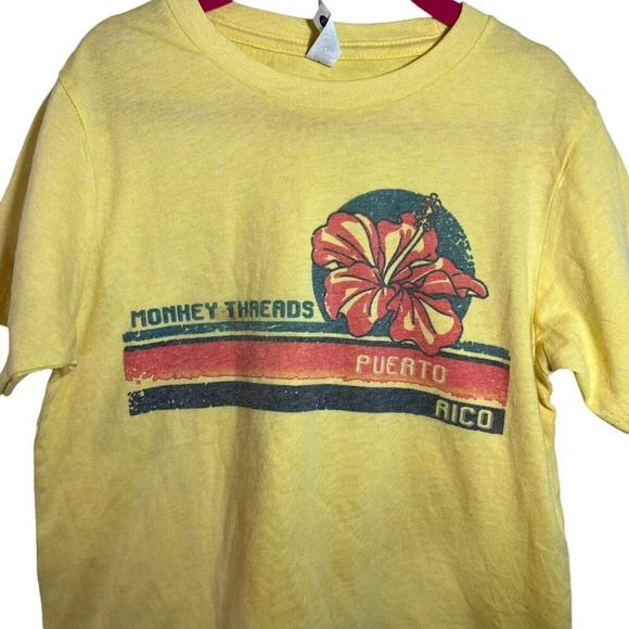Next Level Apparel Girls T Shirt Small 6/7 Monkey Threads Puerto Rico Flower Top - Picture 3 of 5